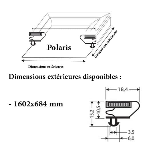 JOINT CADRE MAGNETIQUE 1602X684 MM ADAPTABLE POLARIS/OLARIS