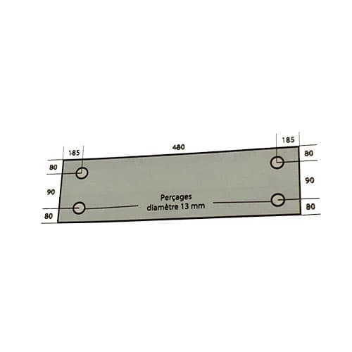 VITRE EN VERRE TREMPE 850x250 MM ADAPTABLE FOUR GUYON