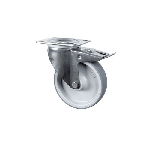 ROULETTE PIVOTANTE AVEC PLATINE INOX-RESISTANCE TEMPERATURE -20/+60°C-AVEC FREIN